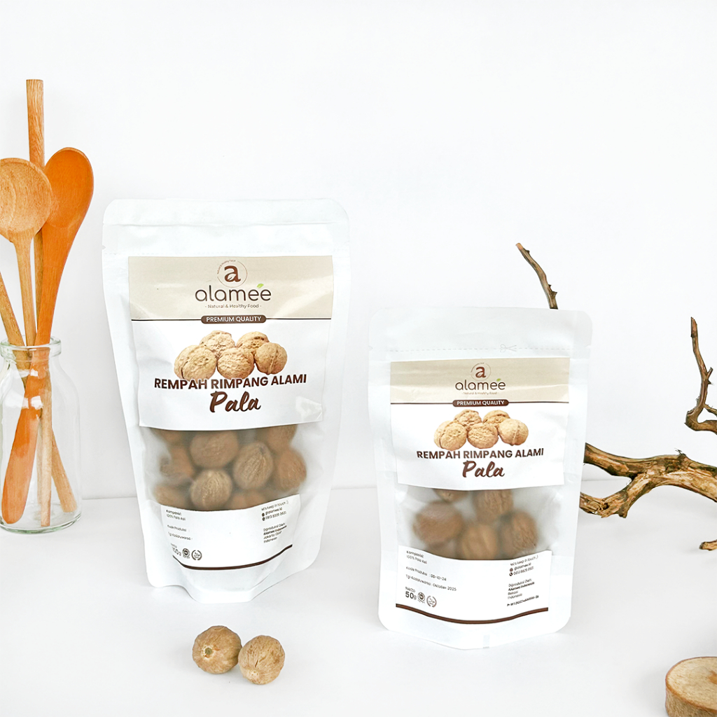 

ALAMEE Biji Pala Utuh Rempah Kering Nutmeg Whole Rimpang Organik Alami Bumbu Dapur Masakan 100g 50g