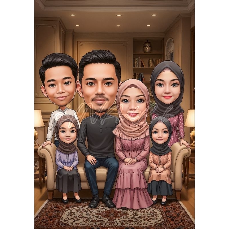 Jasa Edit Karikatur AI Single / Pasangan / Keluarga