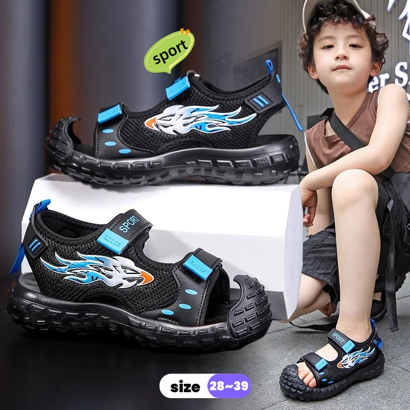 100% Import_Fashion Anak Sandal Anak Laki-laki Tampan Anak Siswa Non-slip Lembut Sole Sepatu Bayi Re
