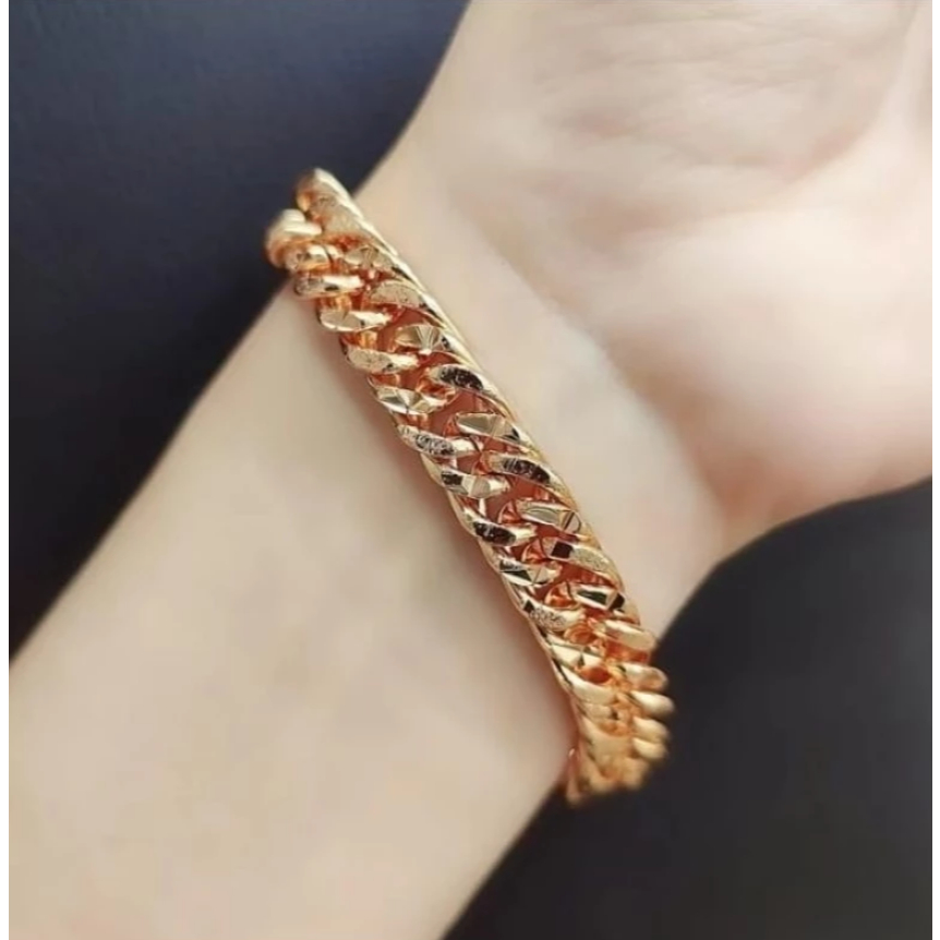 GELANG WANITA MODEL TERBARU MOTIF RANTAI TERBUAT DARI BAHAN KOIN LOGAM LAPIS EMAS 24K TIDAK LUNTUR