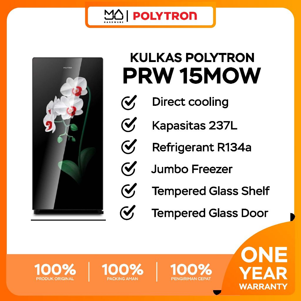 POLYTRON Kulkas 1 Pintu Refrigerator - PRA 15 MOW