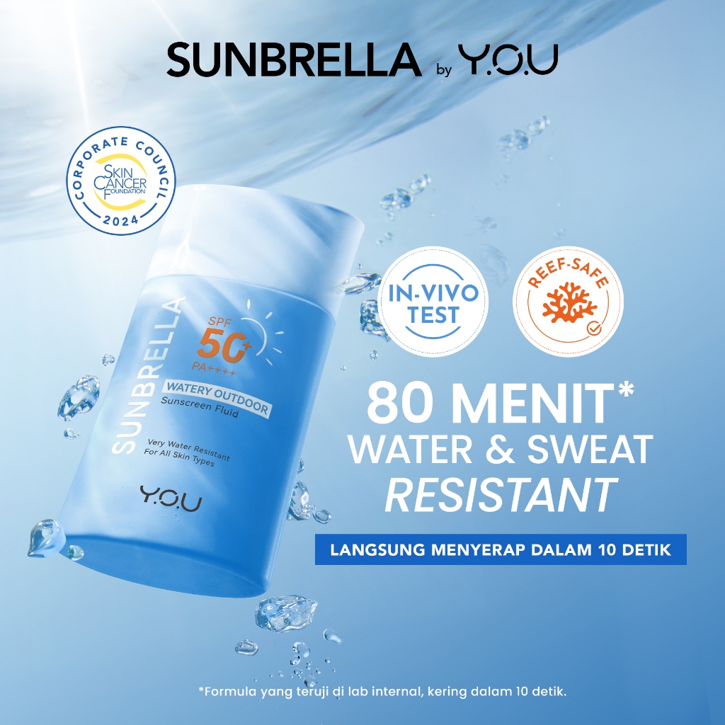 YOU Sunbrella Watery Outdoor Sunscreen Fluid Sunscreen Waterproof Sunscreen wajah dan tubuh Sunscree