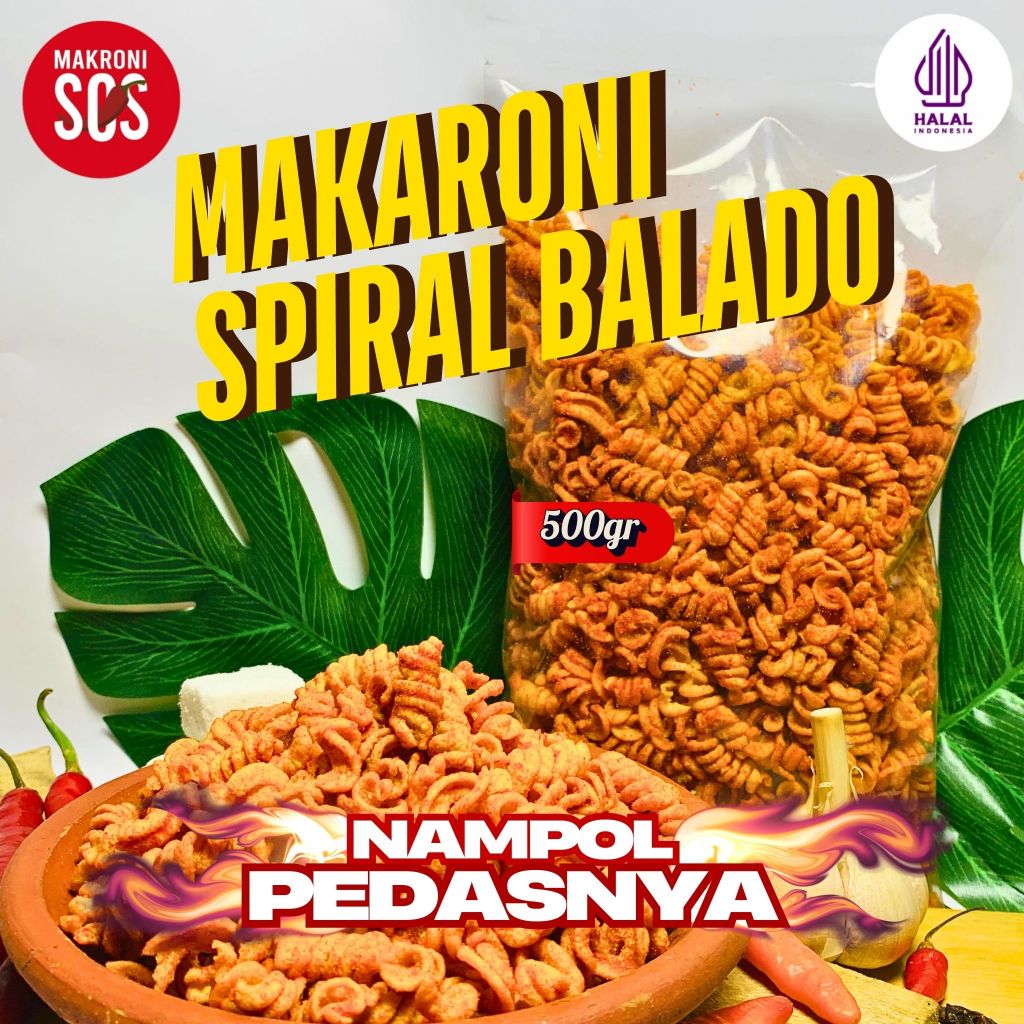 

Makaroni SOS - 500GR Makaroni Spiral Pedas Balado Terenak Nikmat
