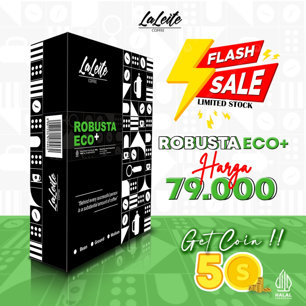 

KOPI LALEITE COFFEE ROBUSTA EKONOMIS ECOPLUS 900GR