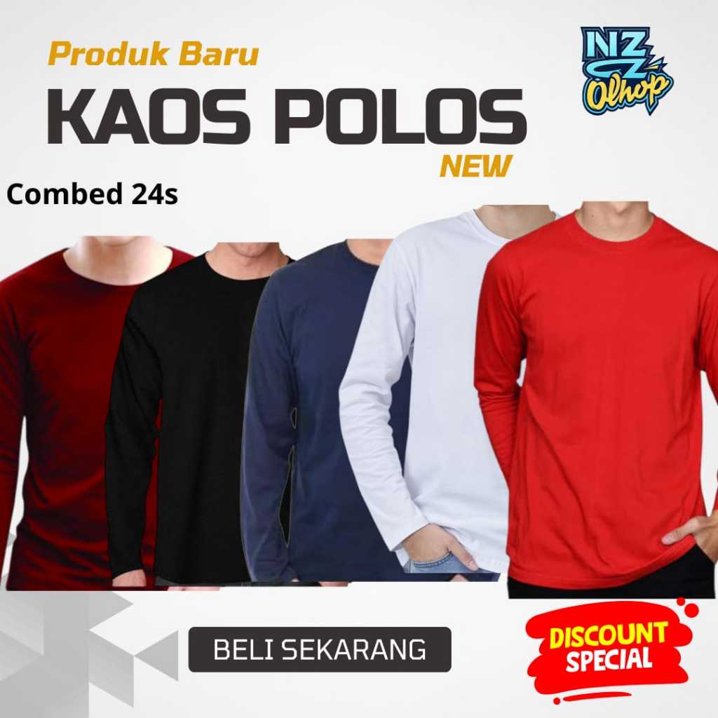 Kaos Polos Combed 24s Lengan Panjang Promo 1 Lusin