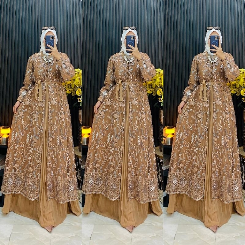 GAMIS BROKAT PREMIUM PLISKET FREE SABUK PINGGANG IMPORT