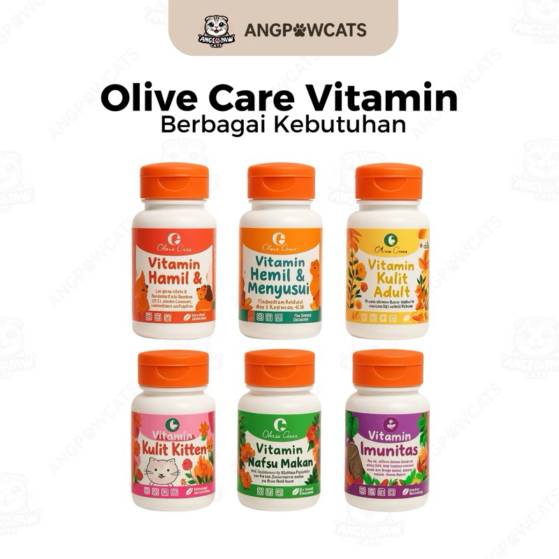 Olive Care Vitamin Kucing – Nafsu Makan, Bulu, Imunitas, Jamur, Hamil & Menyusui