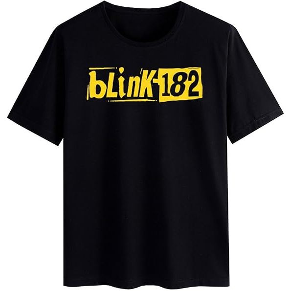 Kaos Band Blink-182 Yellow Graphic Font Tshirt Black
