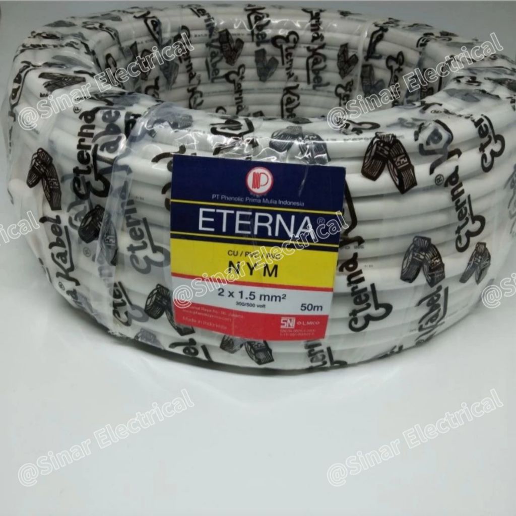 Kabel Eterna NYM 2x1.5 mm  Kabel NYM 2x1,5 mm Kabel NYM Original SNI