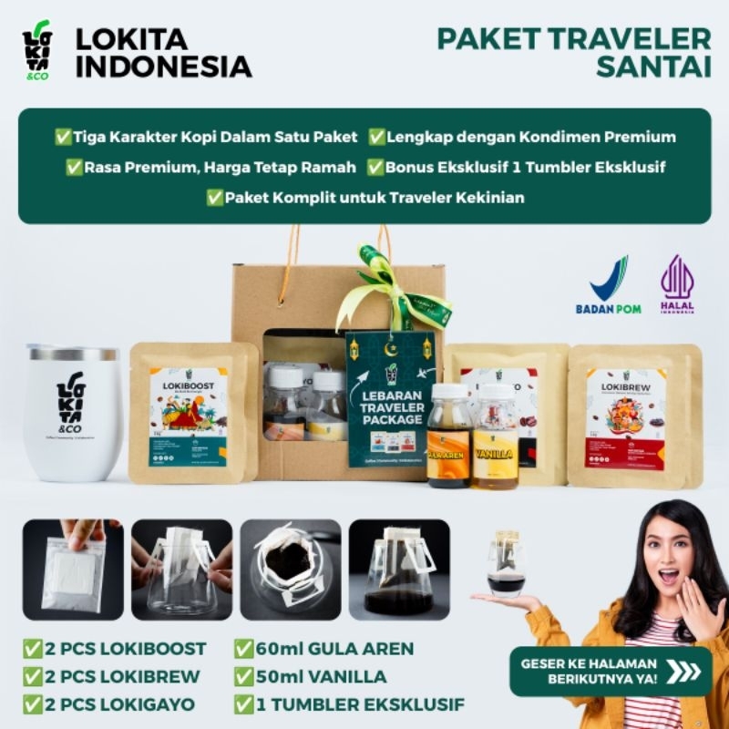 

Paket Traveler Santai, (Paket Drip bag Kopi Lokita&Co) Coffee Drip Bag Premium