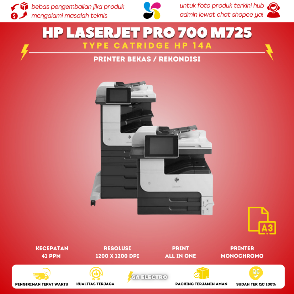 Printer Hp LaserJet enterprise mfp m725 A3