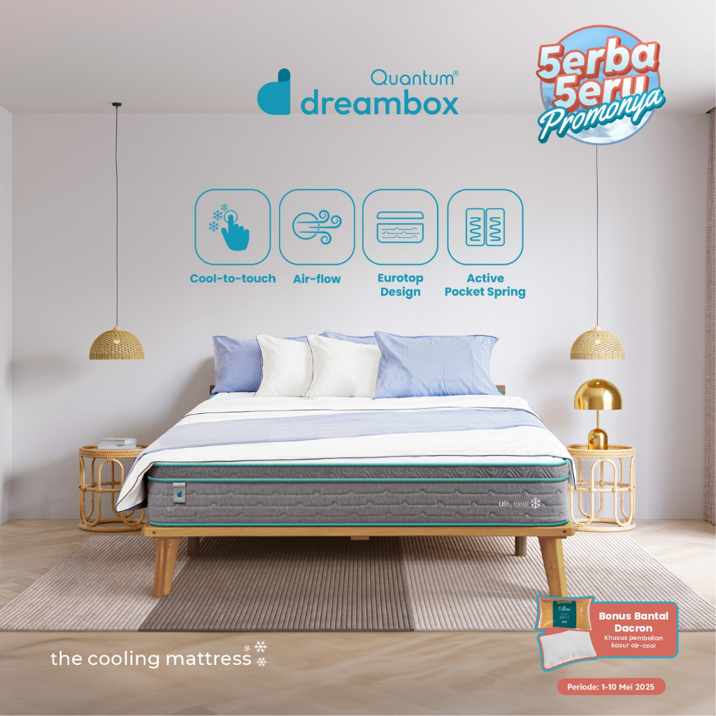 Quantum Dreambox Kasur Dingin Air-Cool 28cm / Cooling Mattress / Pocket Spring Bed Vakum