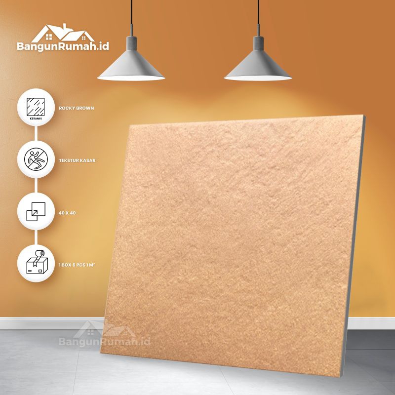 Keramik Lantai Kasar Teras Carport Atau Garasi KIA Rocky Brown 40x40