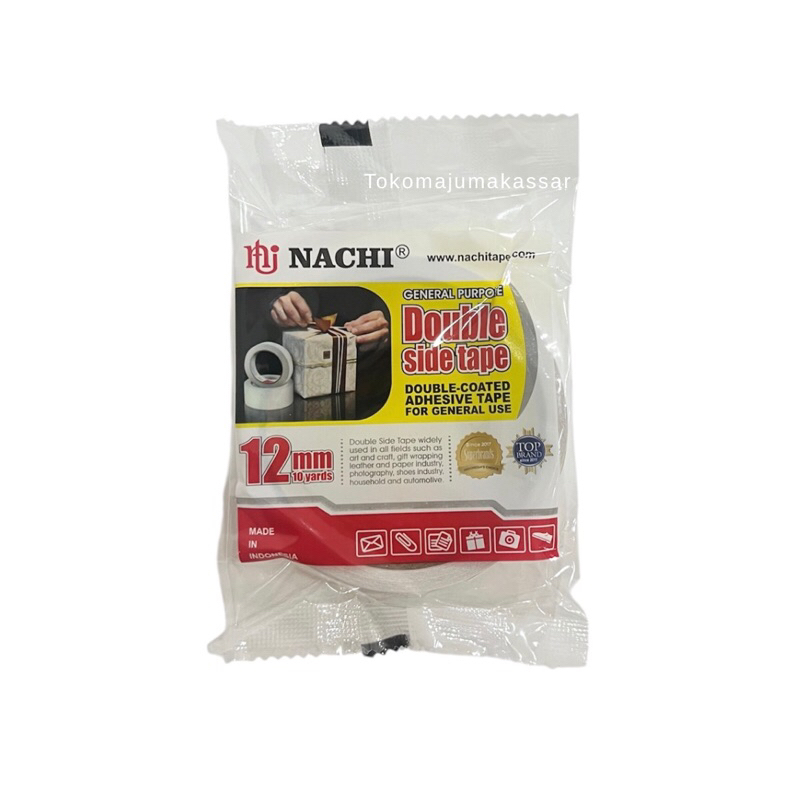 

Nachi Tape 1/2 inch 12mm 10 Yard Double Side Tape Lakban Isolasi Timbal Balik