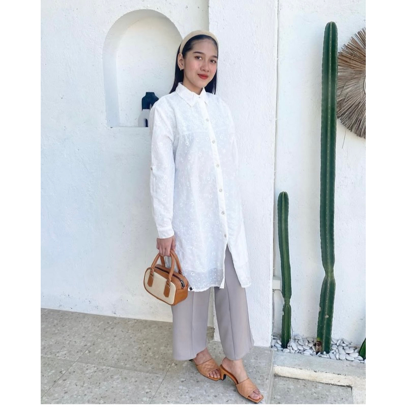 ATASAN-TUNIK KATBOL TUNIK WANITA PUTIH KATUN