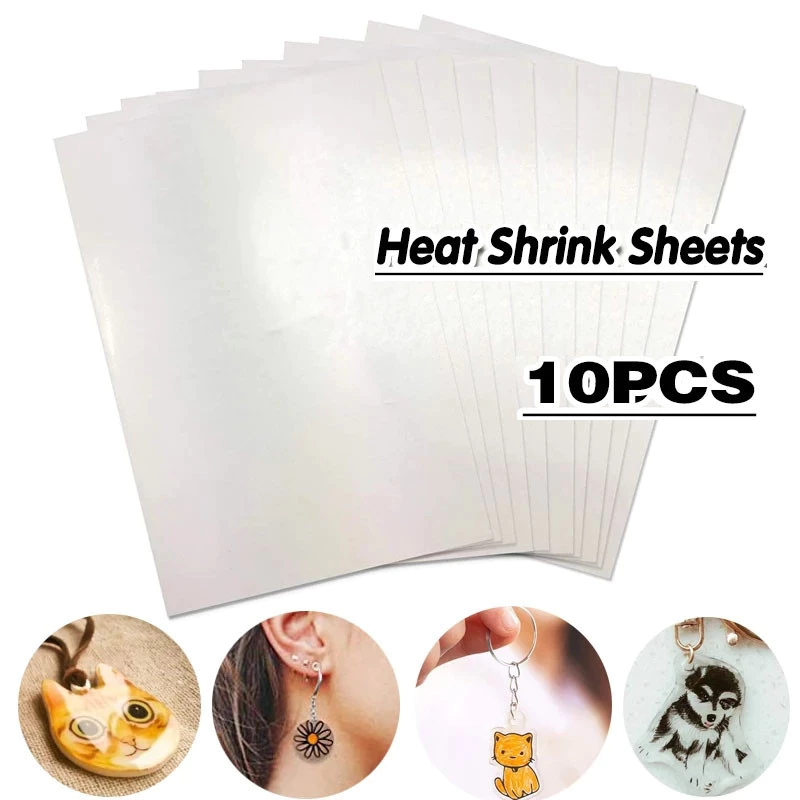 

DIY Shrinky Dink Plastic 10 Pcs / 20*29cm Heat Shrink Plastic Sheet / Semi-transparant Shrinky Plastic