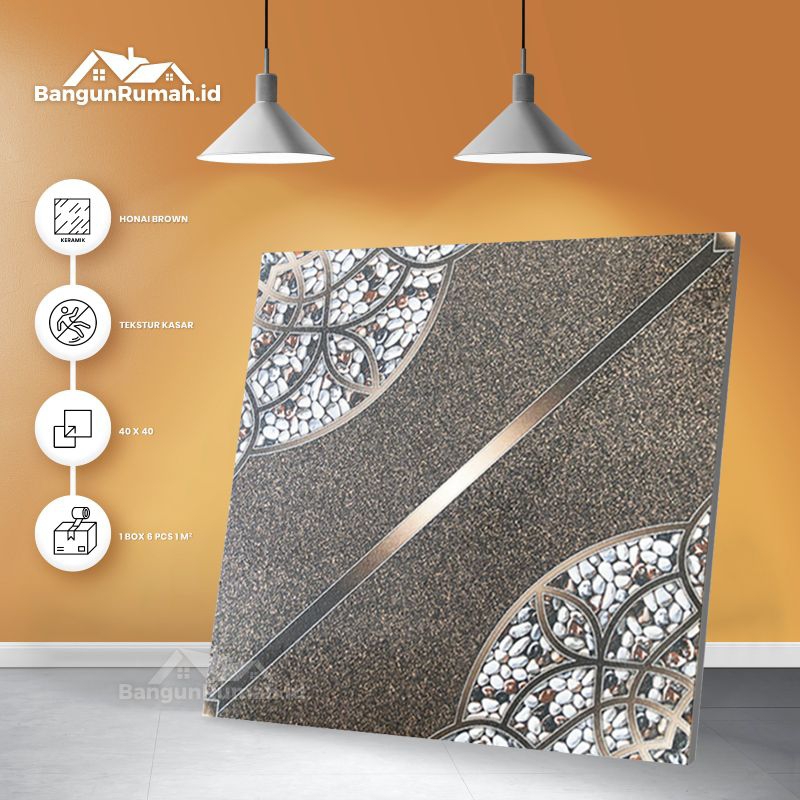 keramik lantai kulit jeruk honai brown 40x40