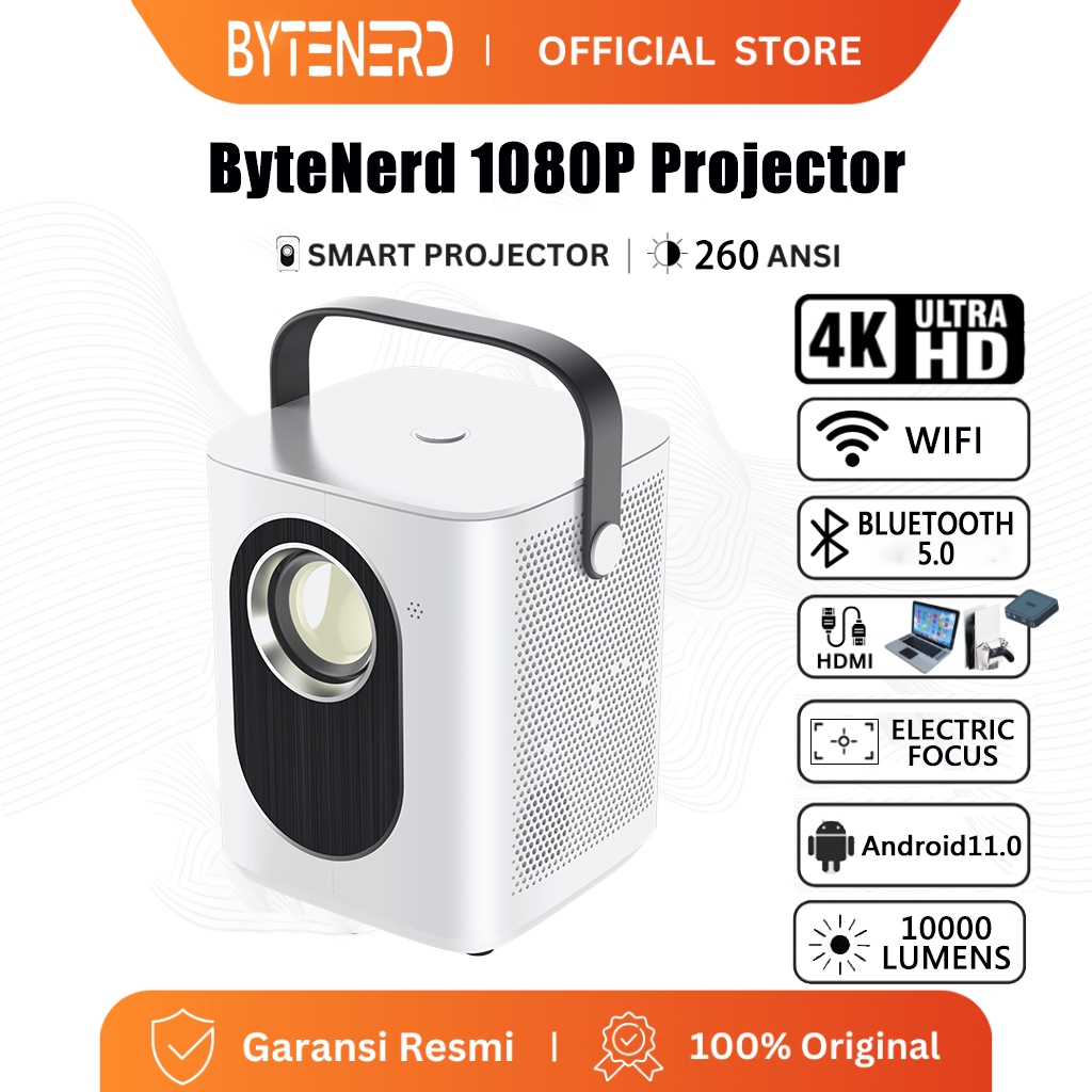 RUMPIN ByteNerd T3 Proyektor 10000 Lumen 4K HD Mirror Projector Android Portable Smart Proyektor
