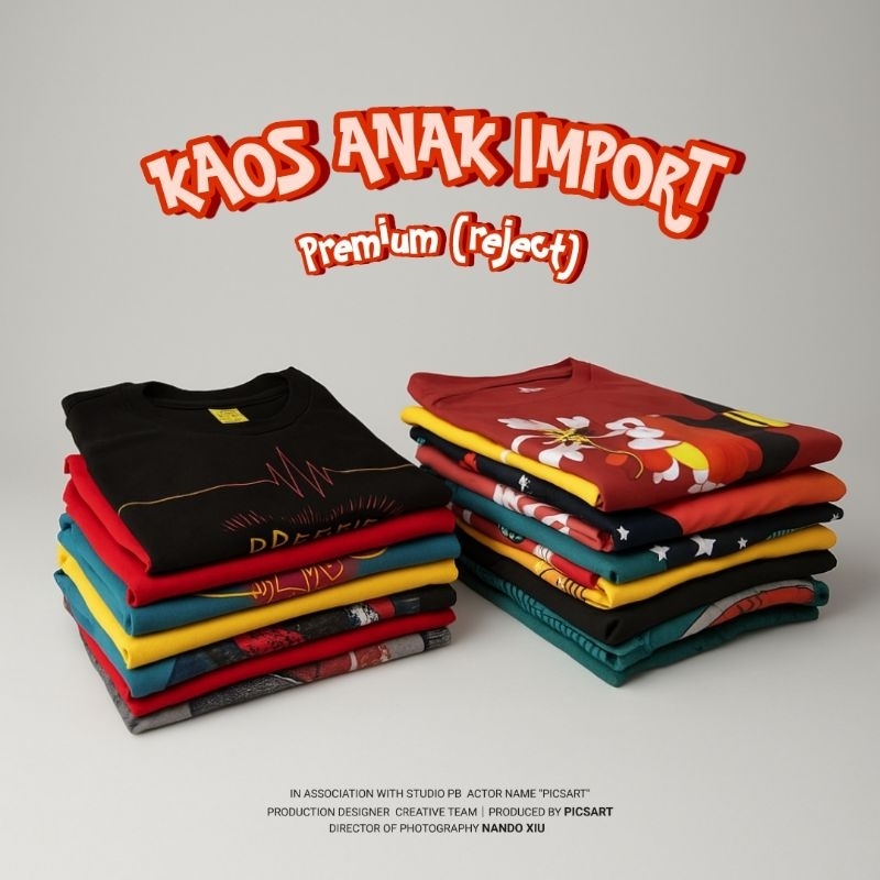 Kaos Anak Import Premium (reject) untuk anak usia 1-4 tahun