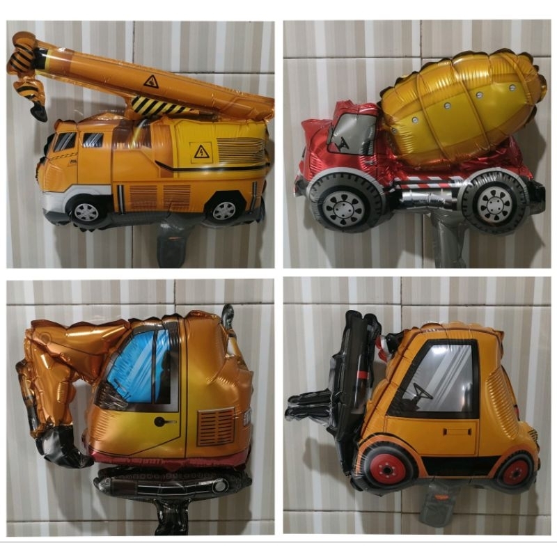 Balon Foil Alat Berat Mini, Balon Foil Alat Berat Excavator, Forklift, Crane, Cement Truck