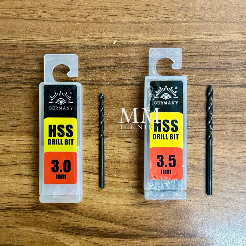 Mata Bor Besi & Kayu 3mm & 3.5mm Germany Tjap Mata Mata Bor Besi Hitam Bagus