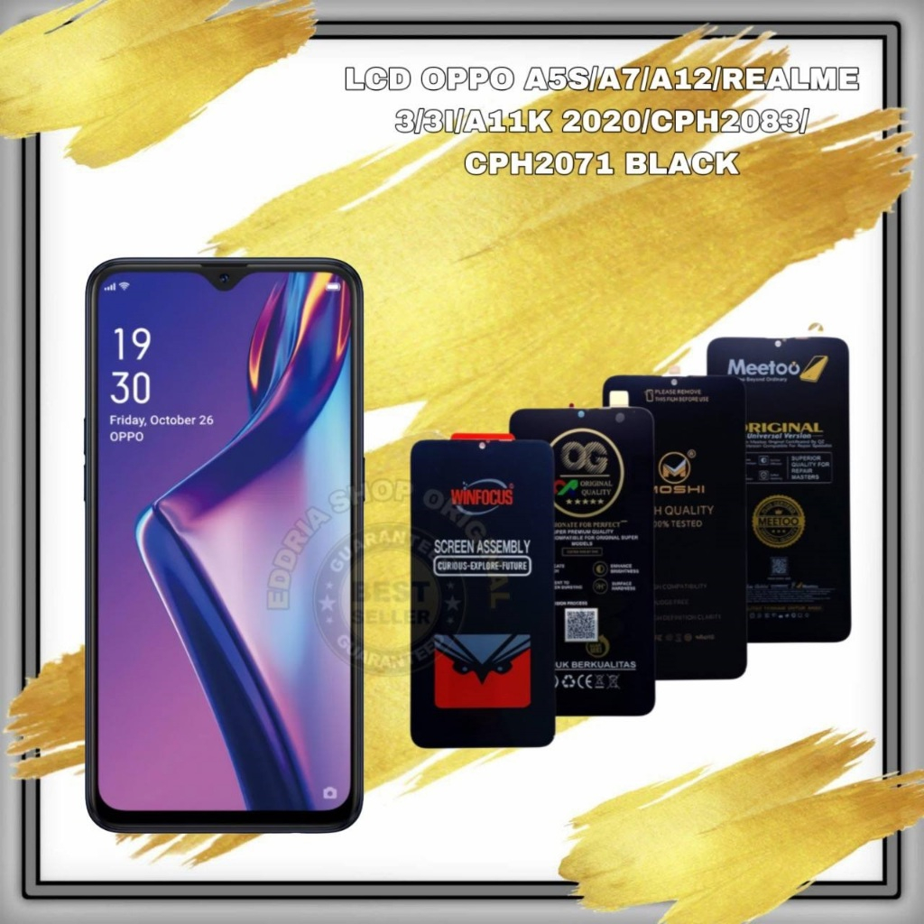 LCD + TOUCHSCREEN OP A5S/A7/A12/REL 3/3I/A11K 2020/CPH2083/CPH2071 BLACK ORIGINAL BARU