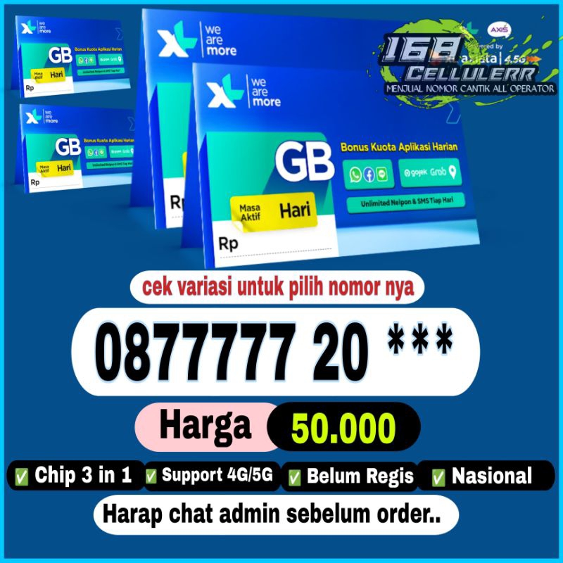 nomor cantik XL Axiata rapih murah 4G/5G 77777