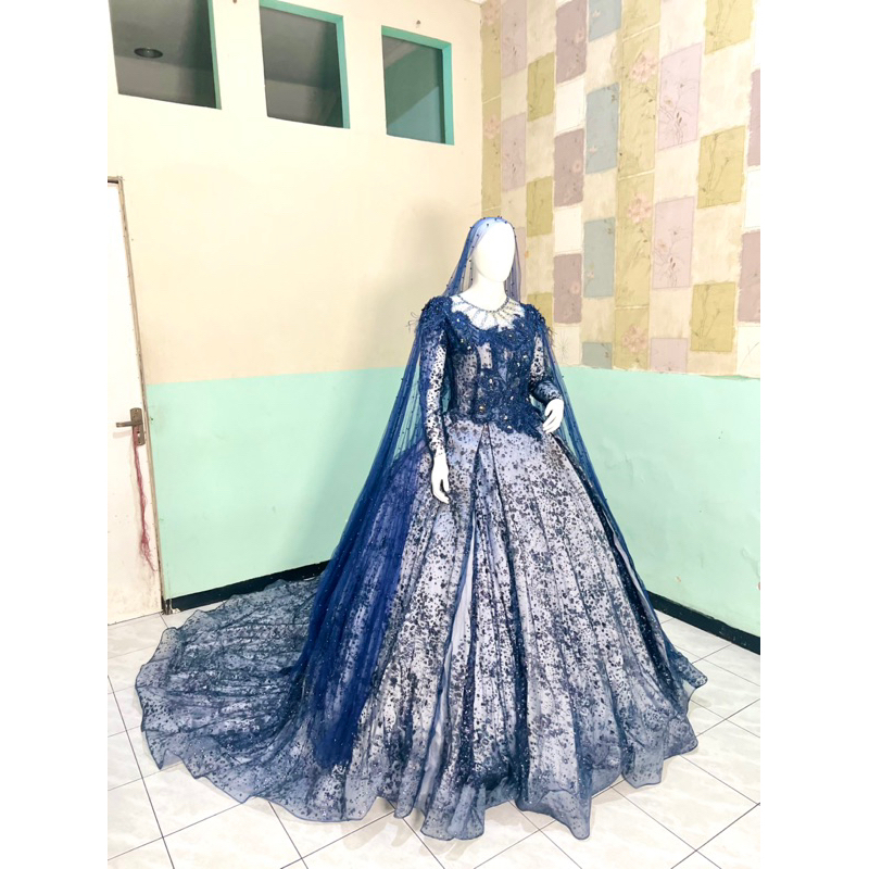 Gaun Pengantin Ballgown Navy