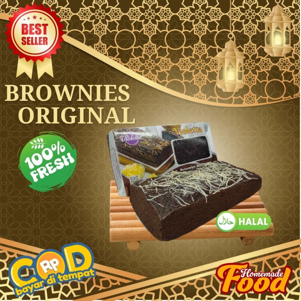 

BROWNIES COKLAT PANGGANG HOME MADE - TANPA BAHAN PENGAWET - TOPPING KEJU