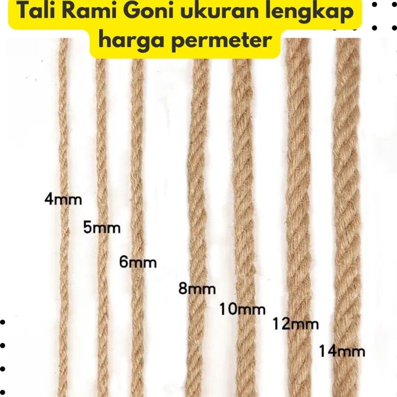 

Tali Tambang Goni Meteran 4mm 6mm 8mm 10mm 12mm Tali Garukan kucing Tali tambang goni kecil kerajinan lokal