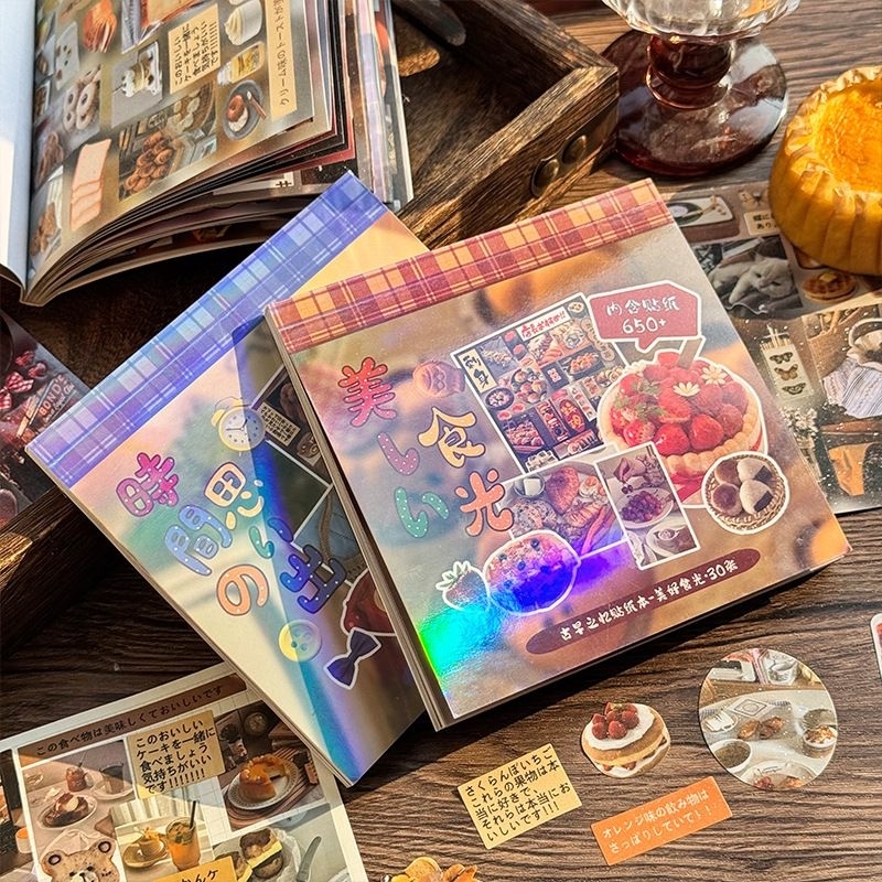 

[WindHeart] 30 lembar sticker book set Japanese sticker book retro cute food and animal juminocore sticker book