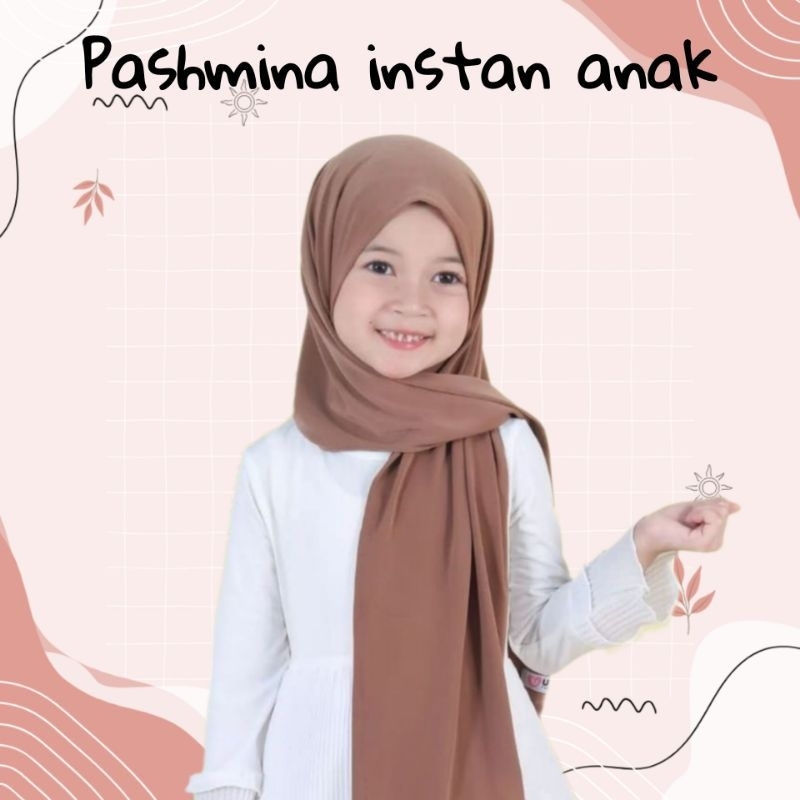 pashmina instan anak perempuan Jilbab Pashmina anak instan jersey 2-8 Tahun