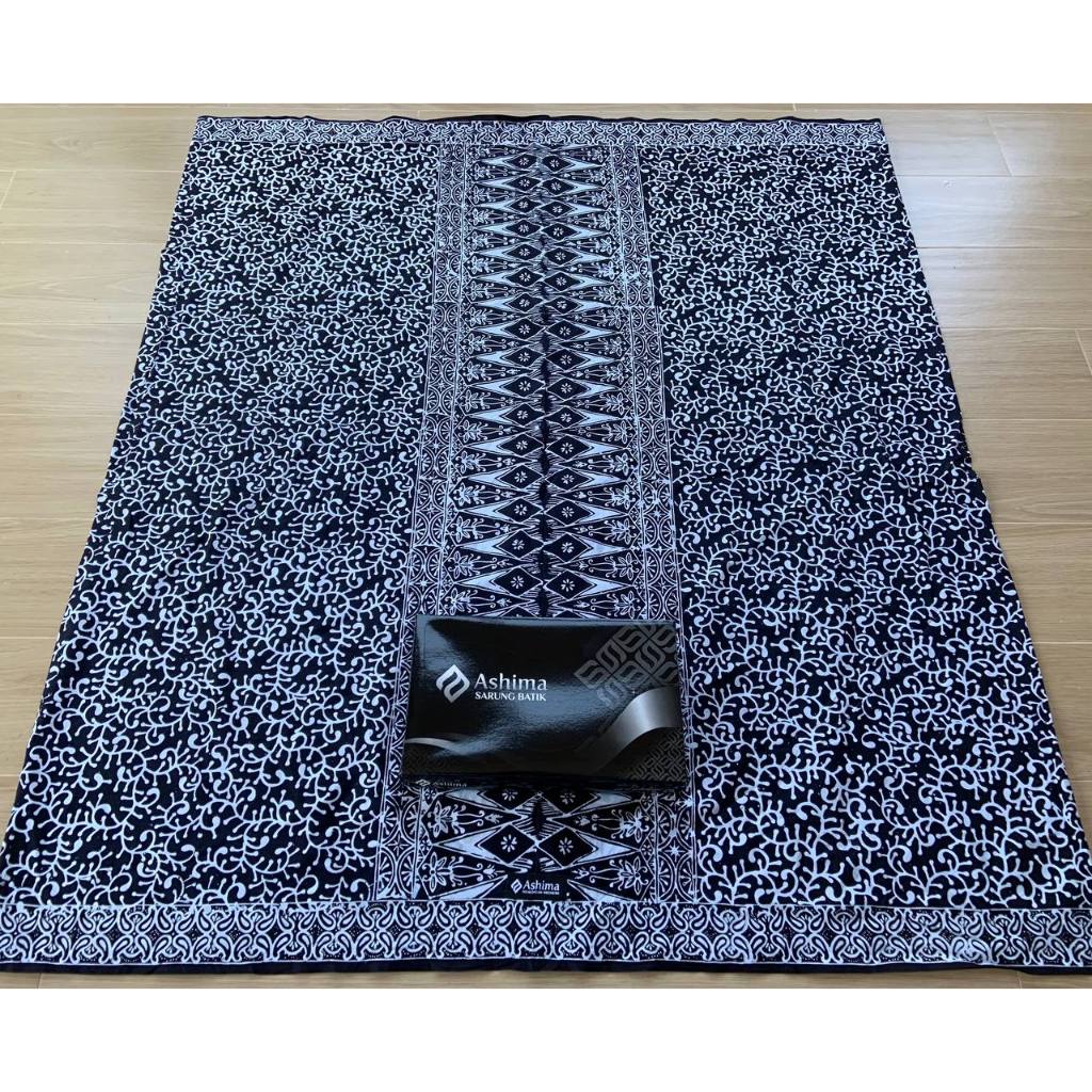 sarung ashima dewasa as117 monokrom hitam biru denim ukelan abu abu abstrak batik inkou sarung santr