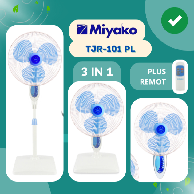 Miyako Kipas Angin Berdiri 16" Remote 3in1 (Stand Wall Desk) TJR-101 / Kipas Angin Miyako Remote 3 I