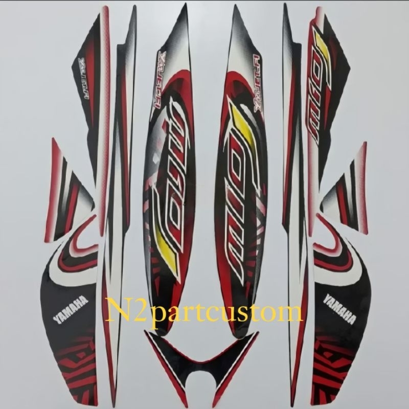 Striping stiker polet motor Yamaha MIO J Mio J 2012 sporty hitam merah