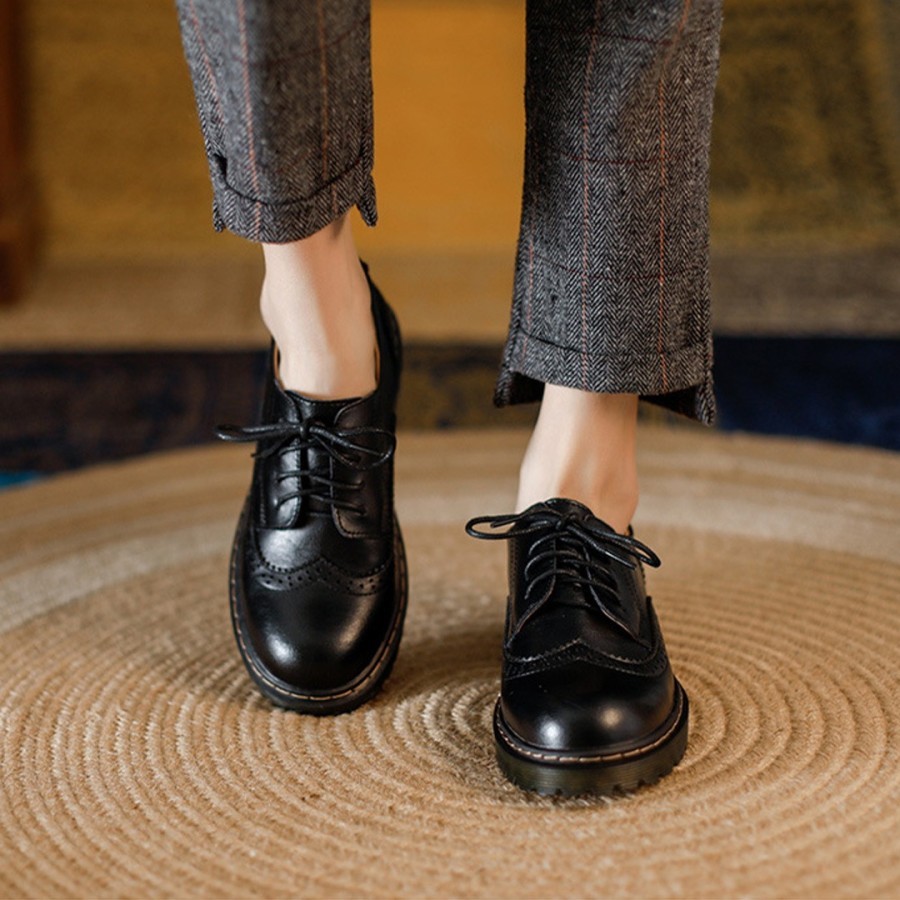 BIG SIZE 45.44.43.42.41.40 Sepatu Docmart Wanita Casual Formal Loafers Jumbo Oxford