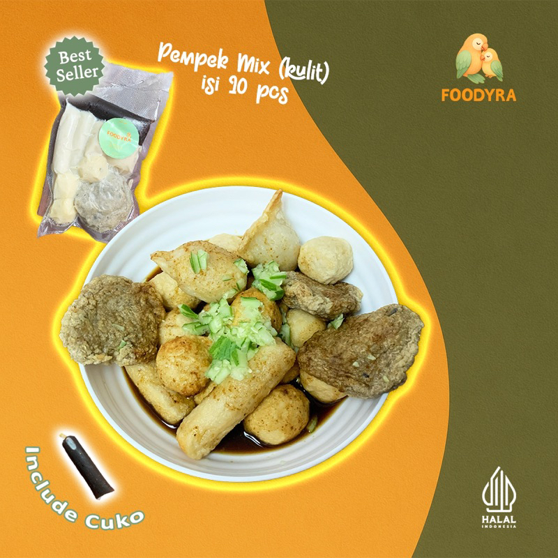 

Pempek Foodyra - Mix isi 10 Pcs (Kulit) [ ASLI Palembang ]