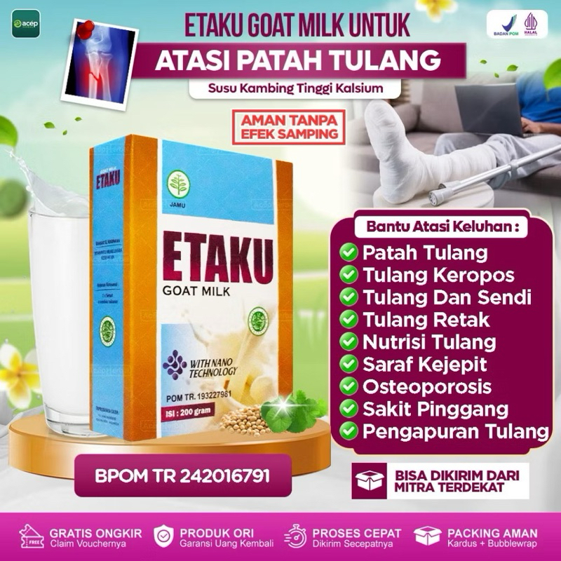 

Susu Etaku Goat Milk Untuk Patah Tulang Dan Retak Tulang Keropos Susu Penguat Tulang Anak Penambah Nutrisi Tulang Memperkuat Sendi Osteoporosis Saraf Kejepit Nyeri Sendi Lutut Nyeri Otot Susu Kambing Etawa Etaku