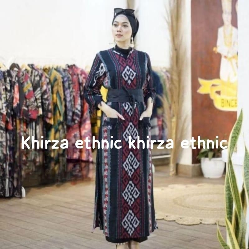 Baju tenun - gamis tenun - gamis etnik - baju tenun wanita - dress tenun - dress etnik