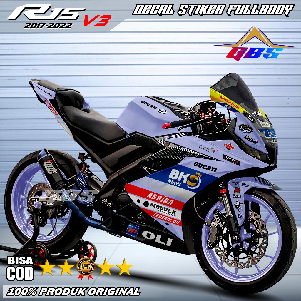 COD - Decal R15 V3 Stiker R15 V3 Fullbody Sticker Variasi Motor R15 V3 Fullbody Livery Moto Gp