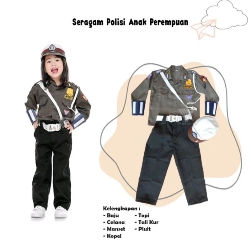 DISKON SERAGAM POLISI ANAK LAKI LAKI /BAJU SERAGAM POLISI ANAK TK PEREMPUAN