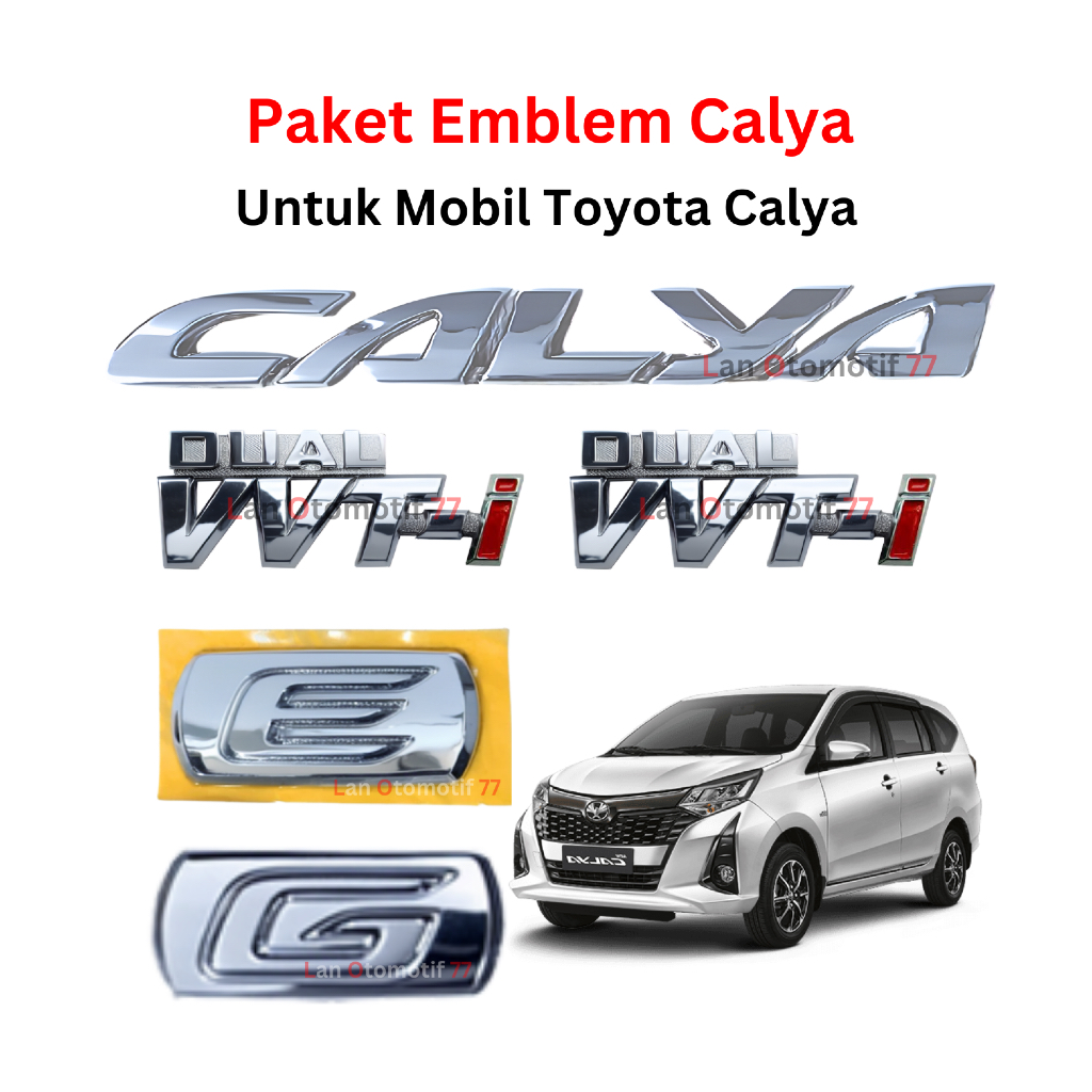 Paket Lengkap Emblem Logo Mobil CALYA Tulisan Toyota Calya