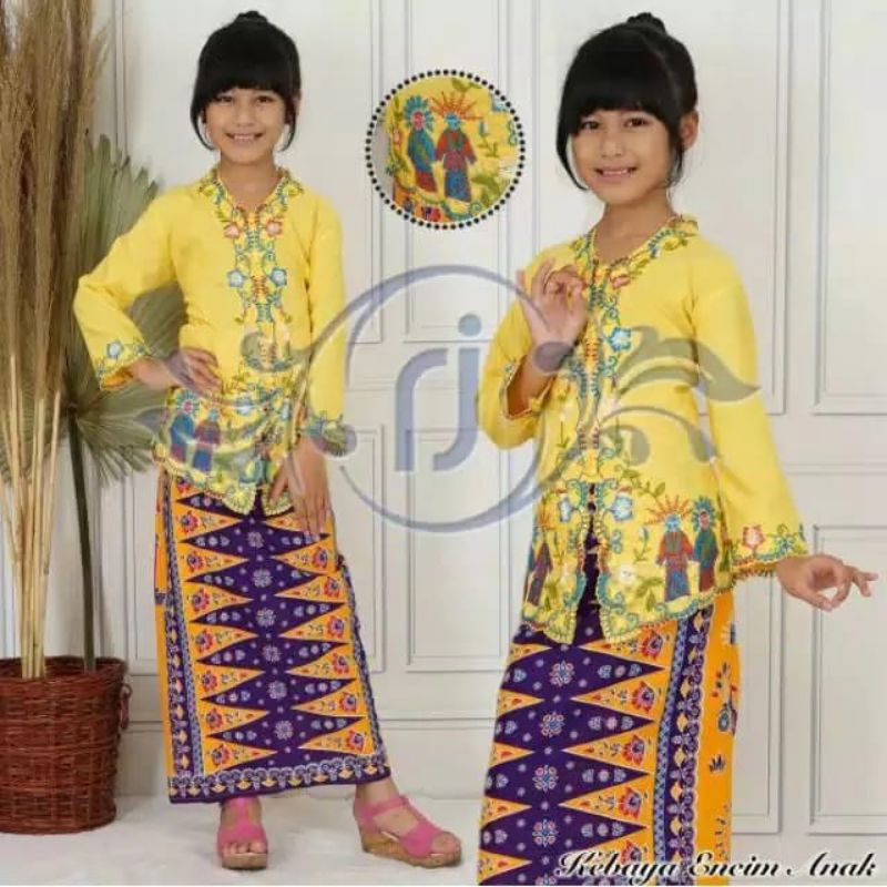 Kebaya Encim Ondel -Ondel Anak/Kebaya Kartinian/Kebaya Encim Anak TK/SD/SMP/Katun Adem