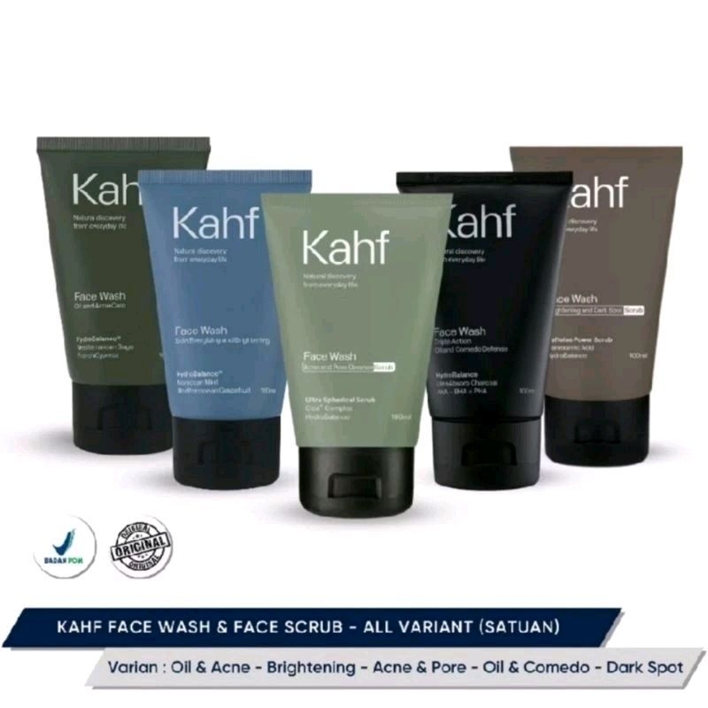 Kahf Face Wash & Face Scrub - Perawatan Wajah Pria - Sabun Pembersih Wajah Pria
