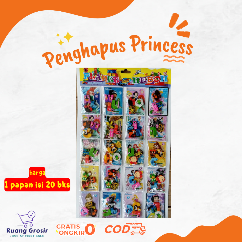 

Penghapus Princess Papan isi 20 pcs