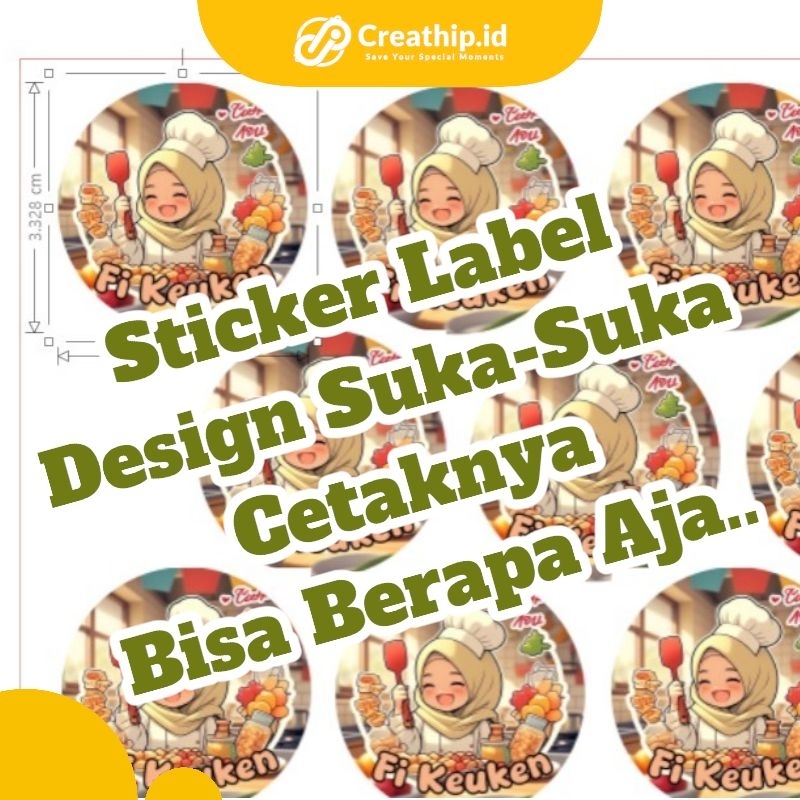 CUSTOM STICKER LABEL KUE HAMPERS TOPLES CUP KOTAK JAJANAN KARDUS BOX MAKAN