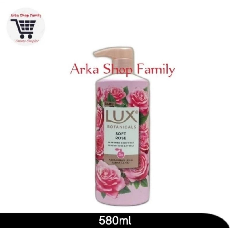 LUX Botanicals Body Wash Soft Rose Sabun Mandi Cair Botol Pompa 580ml Pump