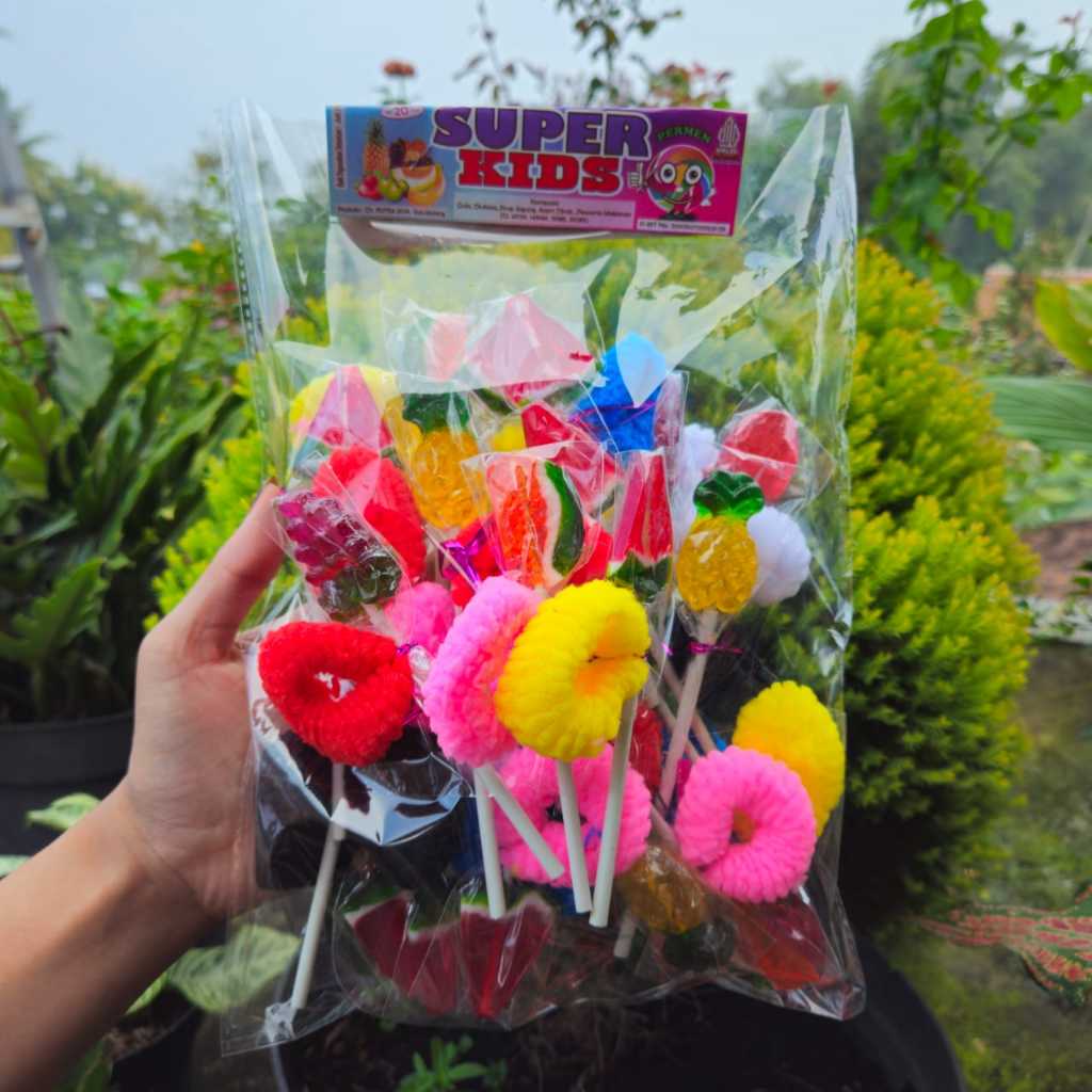 

PERMEN LOLIPOP BUAH SUPER KIDS dengan VARIAN RASA BUAH BERHADIAH ISI 20 (Langsung dari pabriknya)