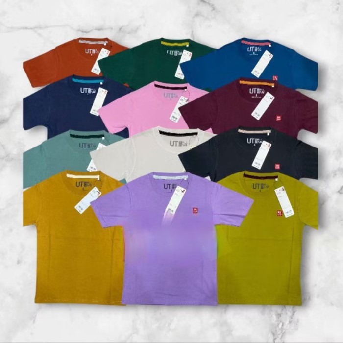 Kaos Uniqlo Junior (Anak) Unisex Lengan Pendek Logo Bordir