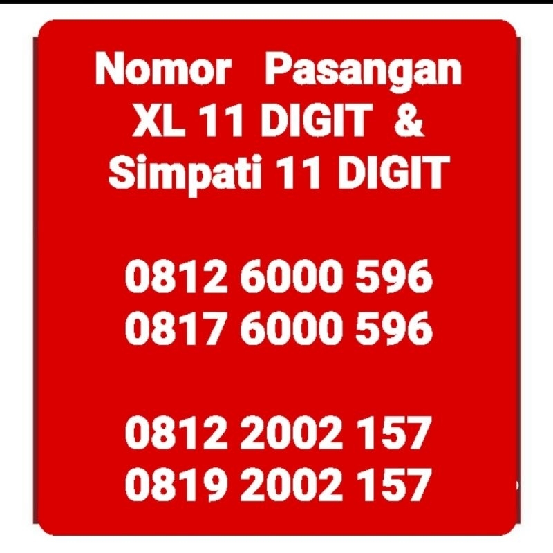 Nomor Pasangan couple simpati 11 digit, XL 11 digit